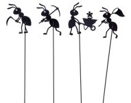 Metal ants on stick black h=40cm asst.