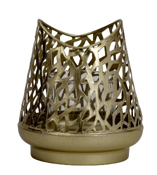 Candle holder golden metal with glass