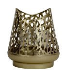 Candle holder golden metal with glass