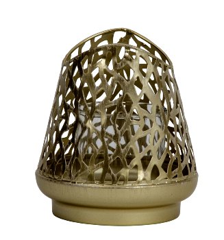 Candle holder golden metal with glass