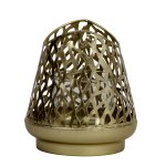 Candle holder golden metal with glass