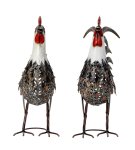 Metal cock and hen standing h=44cm