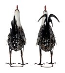 Metal cock and hen standing h=44cm