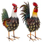 Metal cock and hen standing h=44+46cm