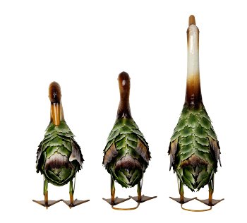 Metal duck with leaf finish standing