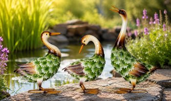 Metal duck with leaf finish standing