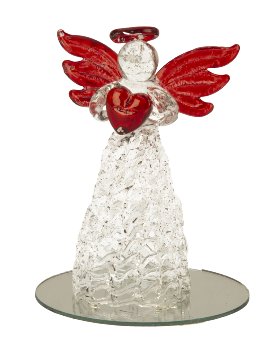 Glass angel h=8cm packed h=10,5cm in