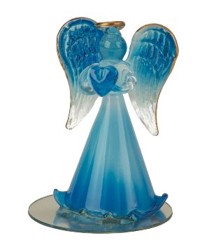 Glass angel h=8cm packed h=10,5cm in