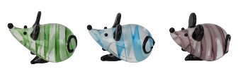 Glass mouses w=3,5cm asst.