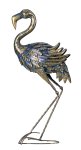Metall Flamingo stehend blau/golden