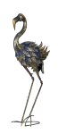 Metal flamingo standing blue/golden