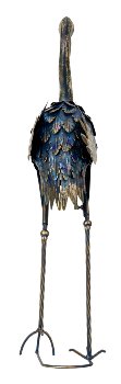 Metal flamingo standing blue/golden