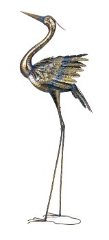 Metall Reiher stehend blau/golden