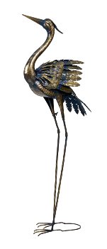 Metall Reiher stehend blau/golden