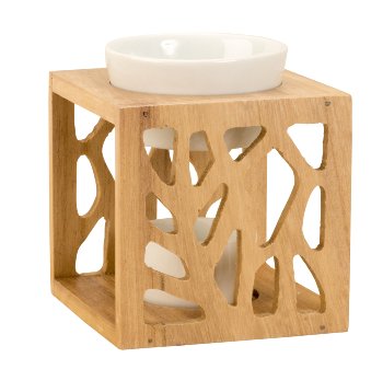 Oil burner with wooden frame h=12cm