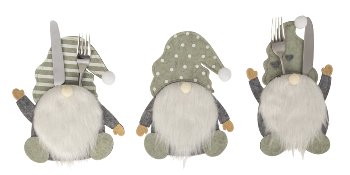 Felt cutlery bag grey-white-green gnome