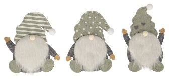 Felt cutlery bag grey-white-green gnome