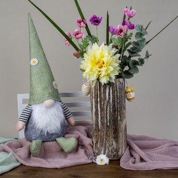 Fabric gnome with light green hat and