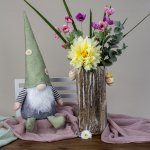 Fabric gnome with light green hat and