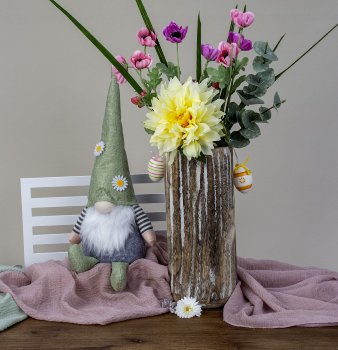 Fabric gnome with light green hat and