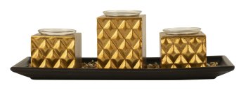 Tealightholder set with modern, golden