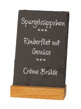 Slate menu board 15x9,5cm on bamboo base