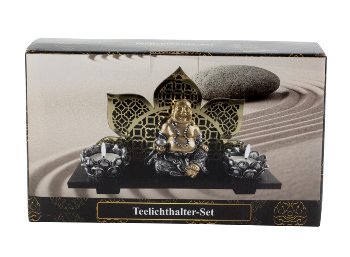 Teelichthalter-Set mit Buddha