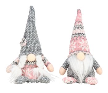 Felt Gnome standing grey/rose h=21cm