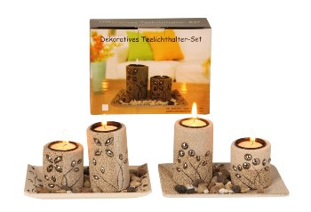 Tealightholder-set with decoration