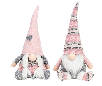 Felt Gnome standing grey/rose h=42+44cm