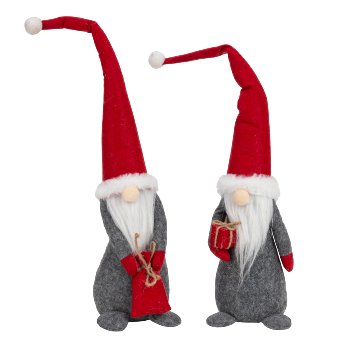 Felt Gnome standing red/grey with