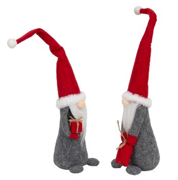 Felt Gnome standing red/grey with