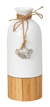 Vase with wooden bottom and silver leaf