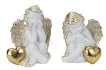 Engel sitzend mit goldenem Herz