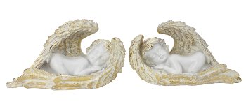 Angel lying in golden wing h=13,5+14,5cm