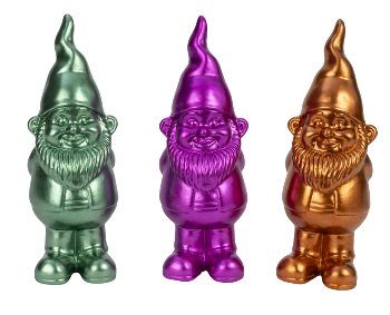 Zwerg stehend in 3 Farben: Lila, Grün