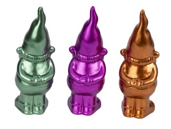 Zwerg stehend in 3 Farben: Lila, Grün