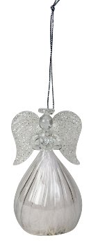 Glass angel with feather inside h=10cm
