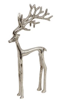 Metal reindeer silver h=31,5cm w=16,5cm