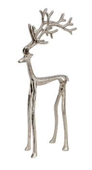 Metal reindeer silver h=39cm w=17cm
