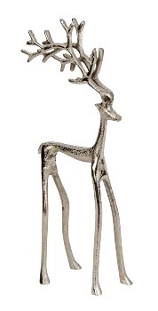 Metal reindeer silver h=39cm w=17cm