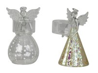 Glass angel standing with glass T-light
