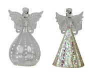 Glass angel standing with glass T-light