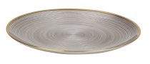Glas Teller grau mit goldenem Rand