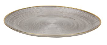 Glass plate grey with golden edges h=2cm