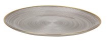 Glas Teller grau mit goldenem Rand h=2cm