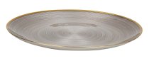 Glas Teller grau mit goldenem Rand h=2cm