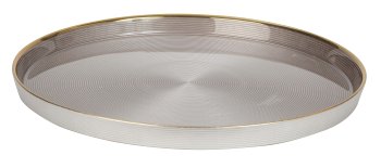 Glas-Tablett grau mit goldenem Rand
