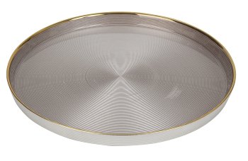 Glas-Tablett grau mit goldenem Rand
