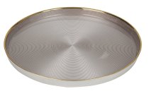 Glas-Tablett grau mit goldenem Rand